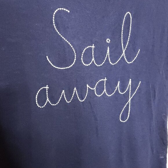 W5 Navy Blue Nautical Soft Embroidered Top Small - Picture 3 of 6